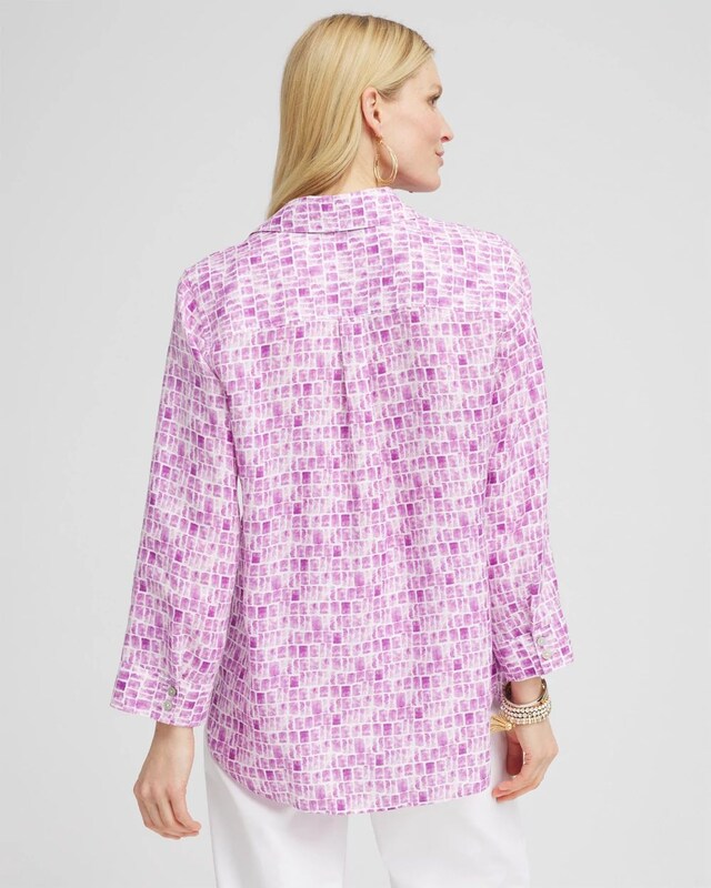 No Iron Geometric Linen Shirt - image 3